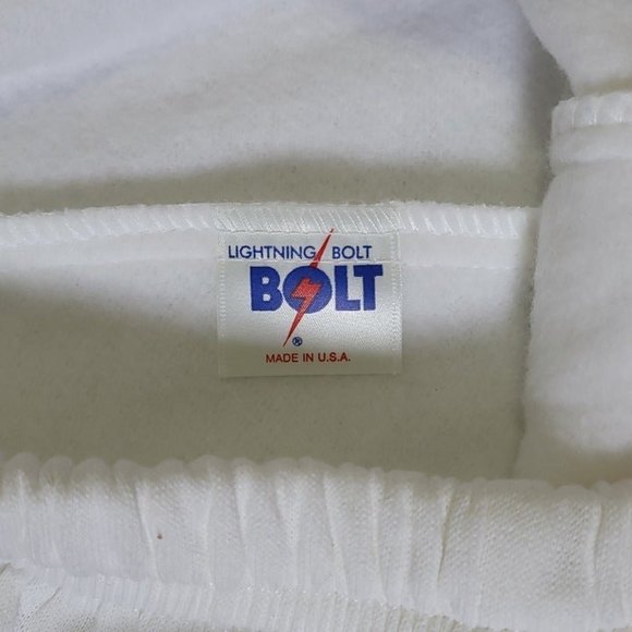 Vintage Lightning Bolt White Sweat Shorts 50/50 Made in USA Size Medium - Picture 4 of 9